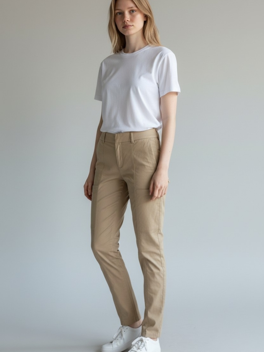 Athleta Wander Stash Skinny Pants Tan Khaki Beige Cargo Trail Hiking Size 4